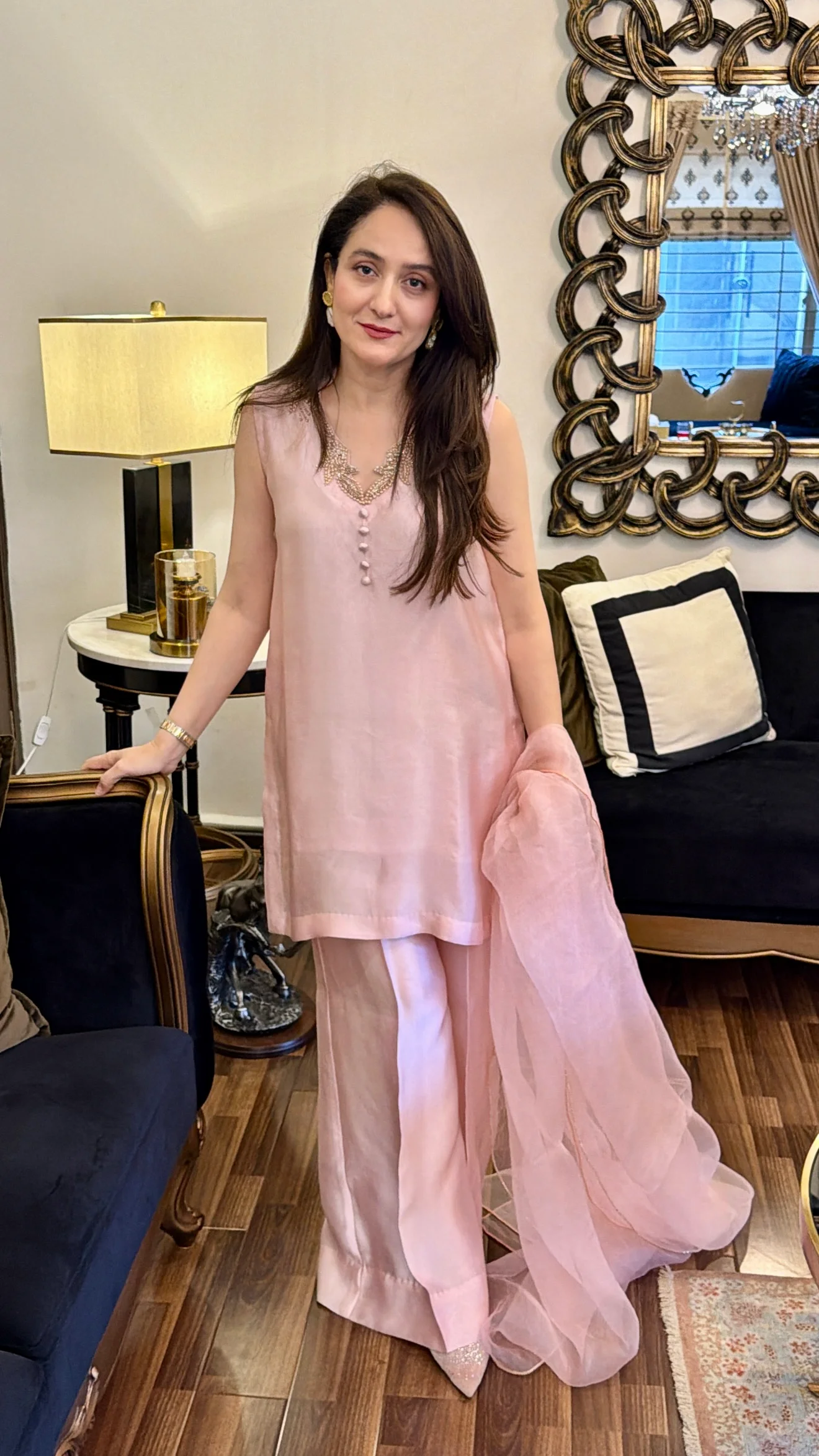 Dusty Blush Pink Silk Ensemble